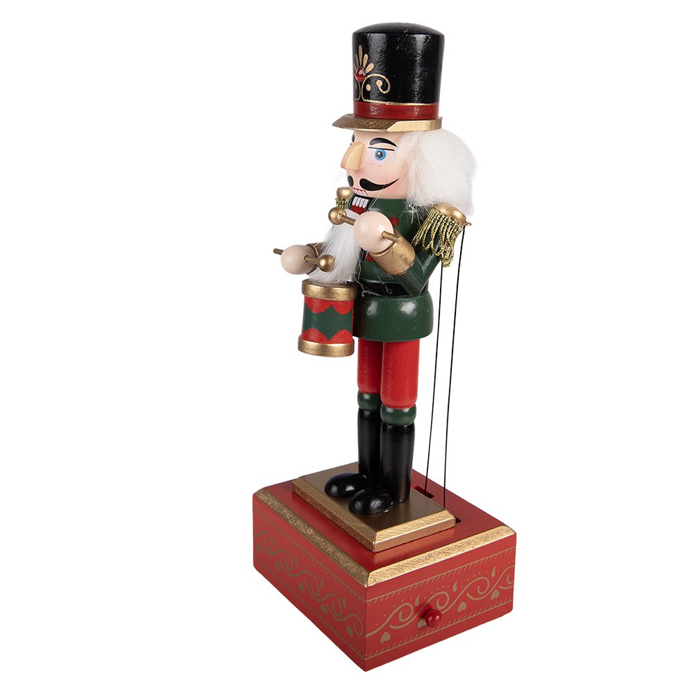 Muziekdoos notenkraker 30 cm groen hout