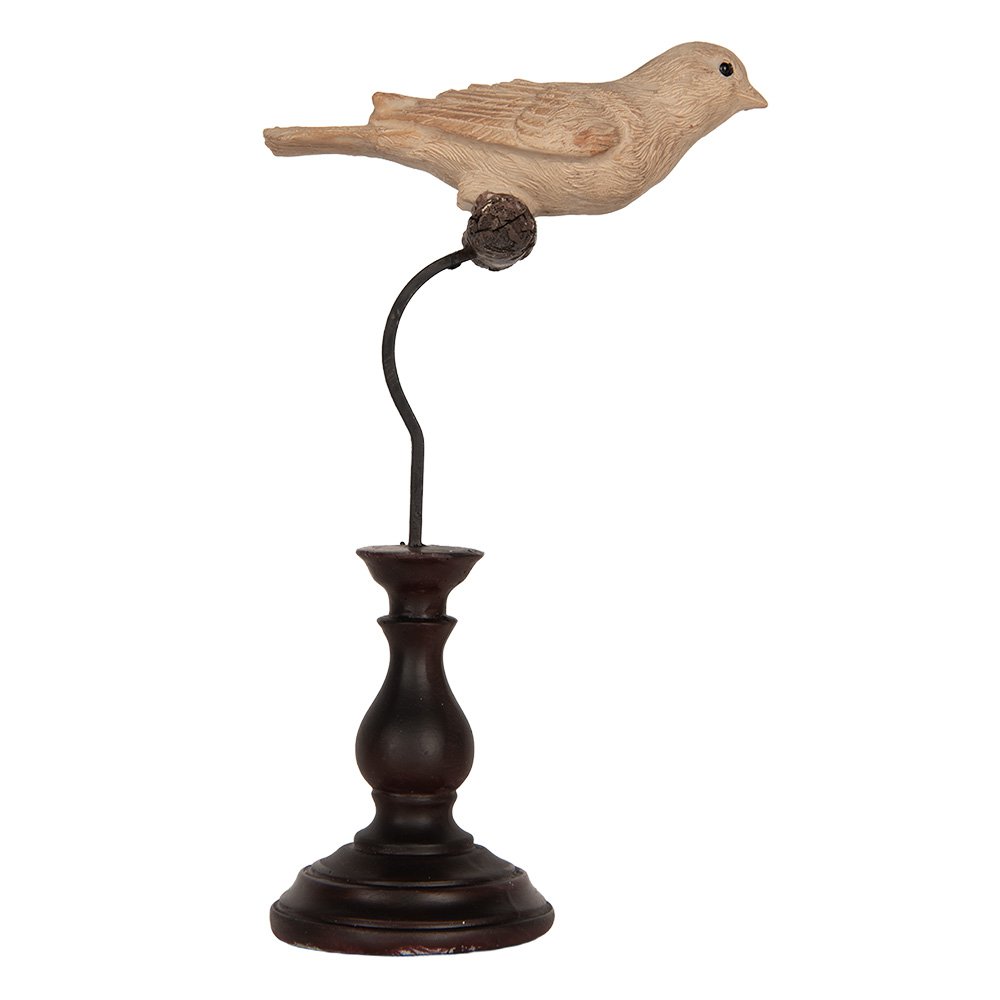 Decoratie Beeld Vogel 12x7x21 cm Beige Kunststof