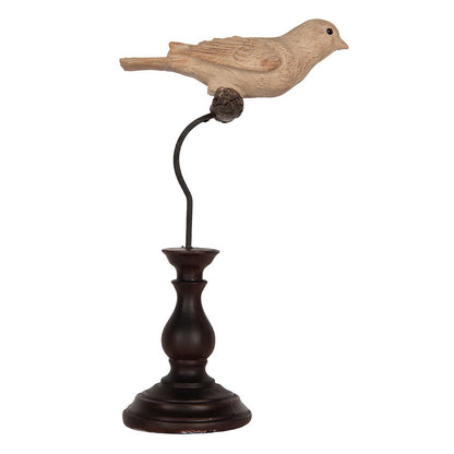 Decoratie Beeld Vogel 12x7x21 cm Beige Kunststof