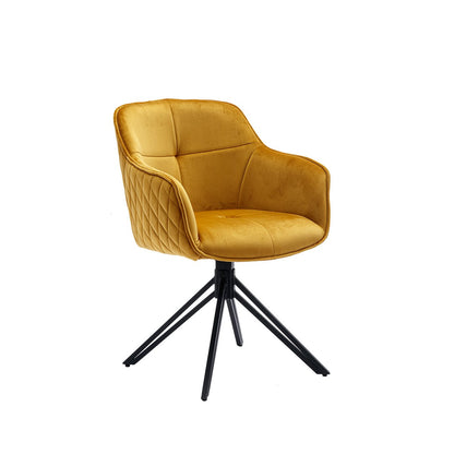 Fauteuil draaibaar fluweel geel zwart 60x59x83 cm