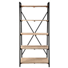 Bookshelf Black, Wood and Iron 90x47x191 cm