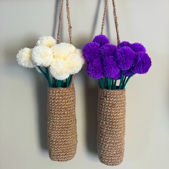 Wolbloemen set van 3 paars Ø5 cm