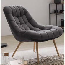 Fauteuil XXL Fluweel Grijs Metalen Poten Houtlook Design
