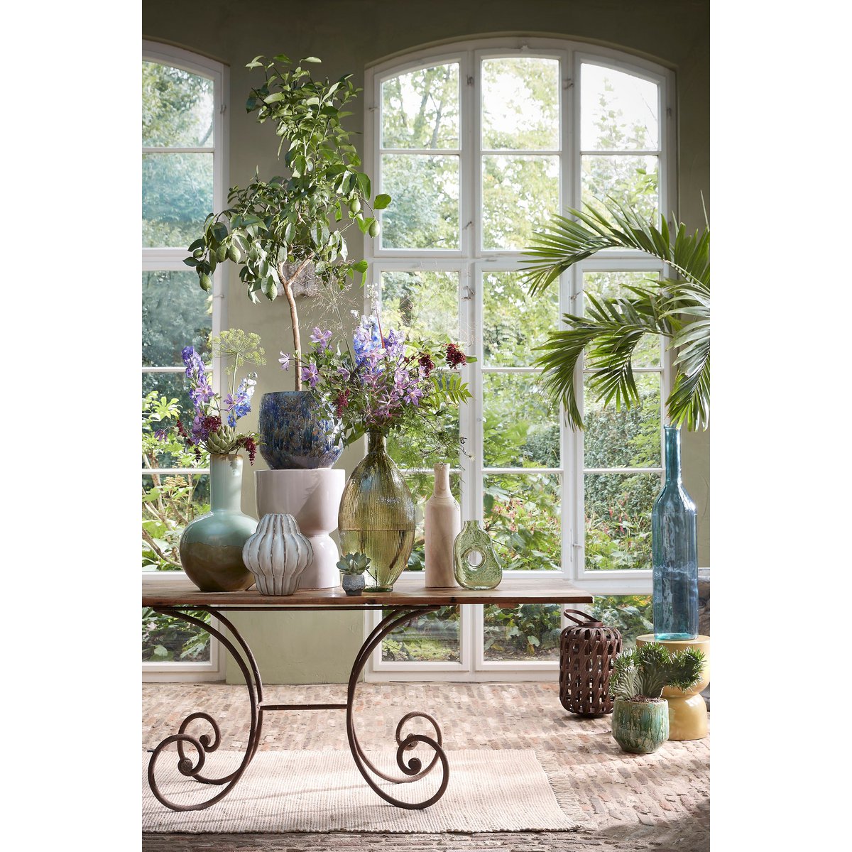 Flesvaas Rioja 50 cm lichtblauw glas