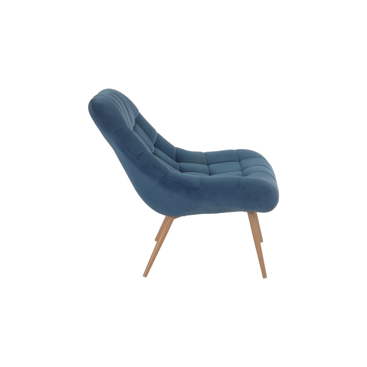 XXL velvet armchair blue metal wood look