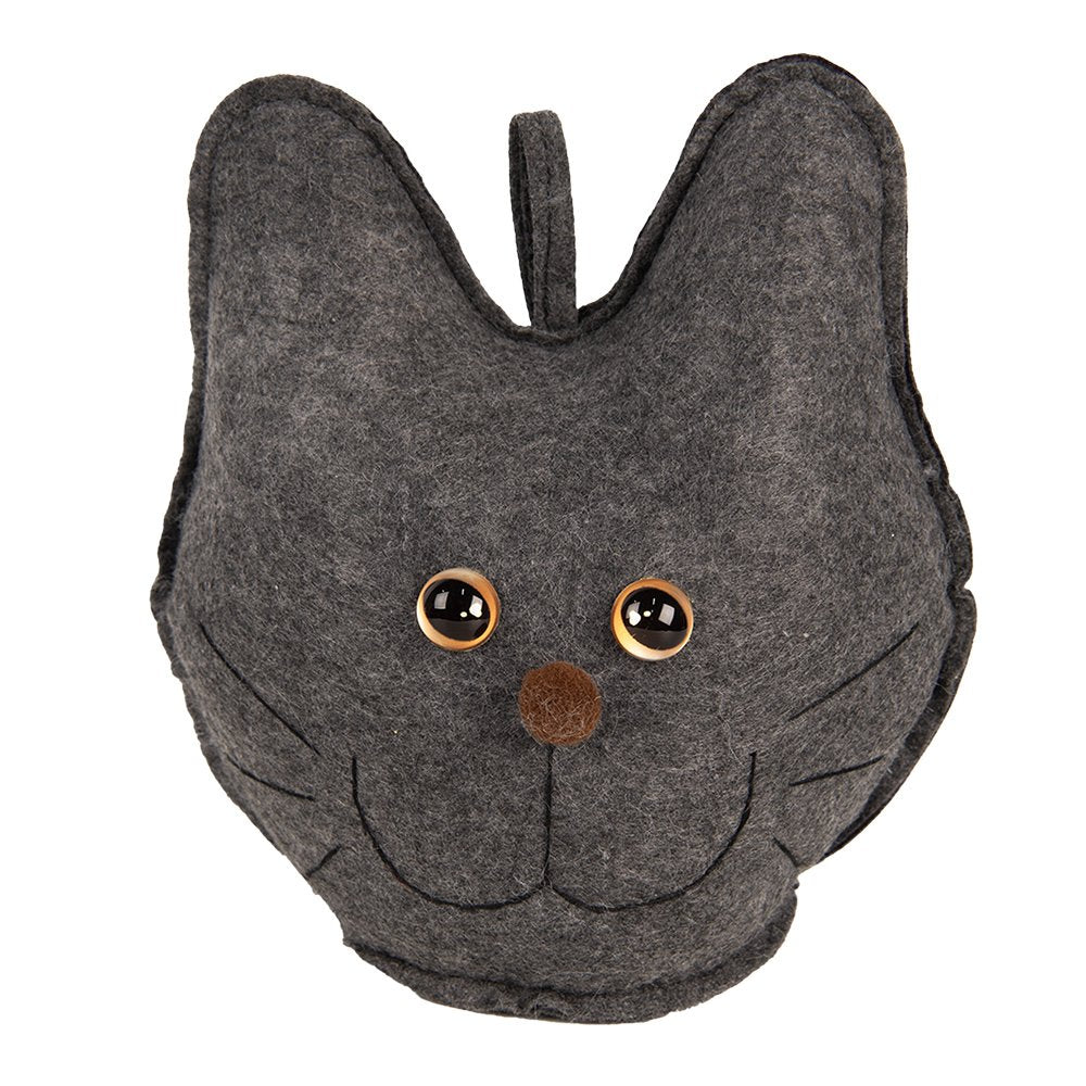 Deurstopper kat grijs synthetisch 20x14x22 cm