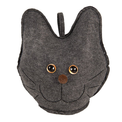 Deurstopper kat grijs synthetisch 20x14x22 cm