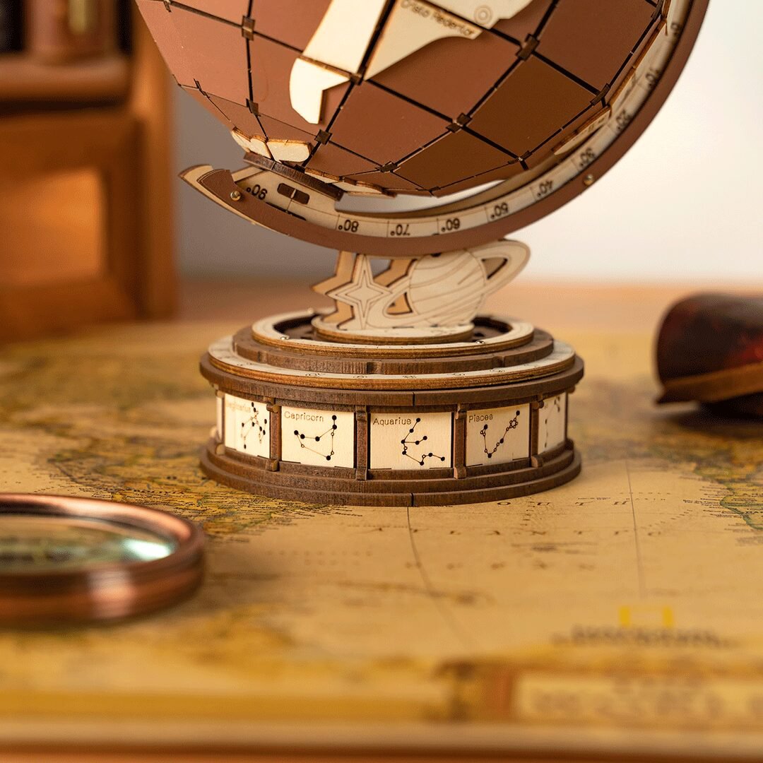 Houten 3D puzzel globe 16,2x14,6x23,4 cm
