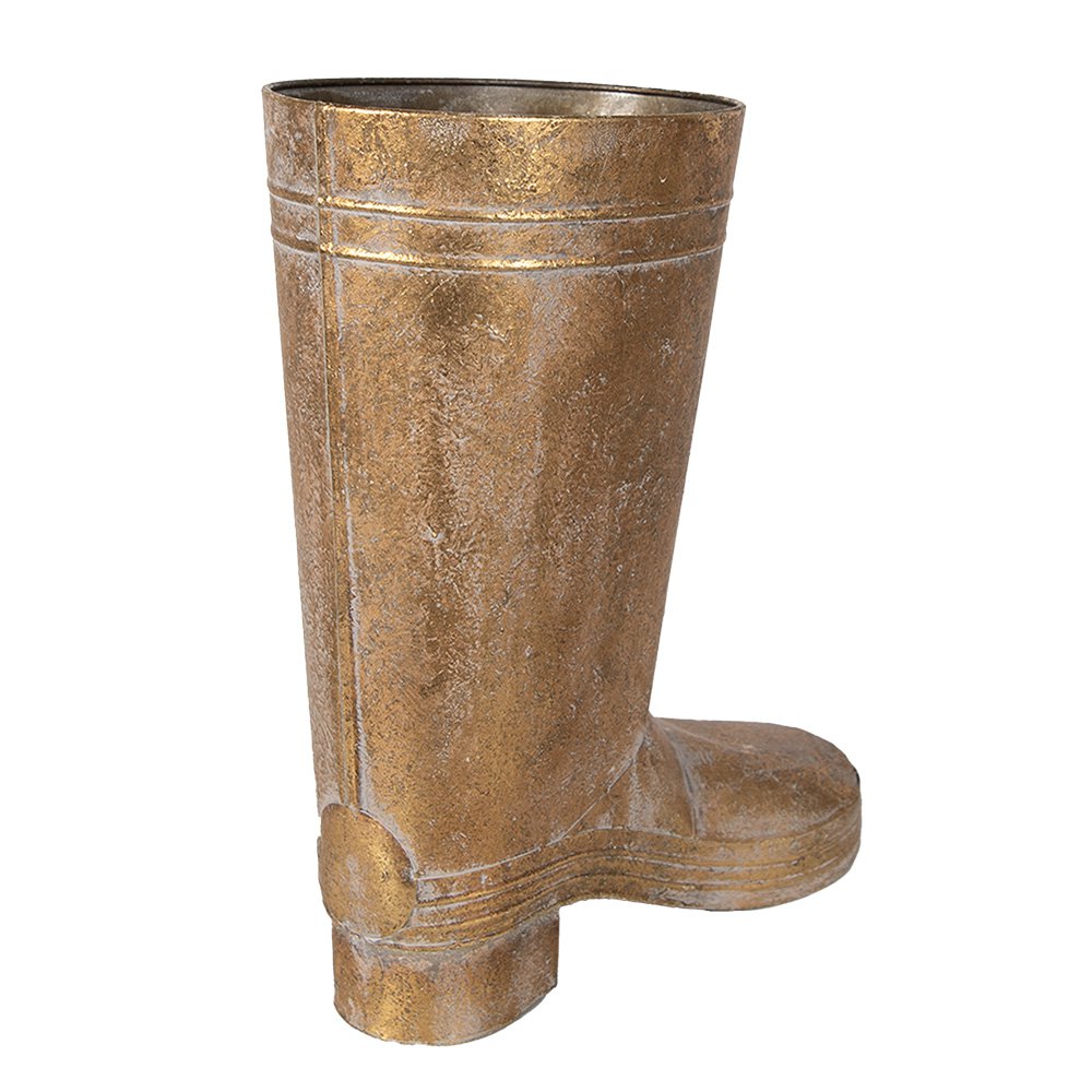 Plantenhouder laars 37 cm goudkleurig metaal