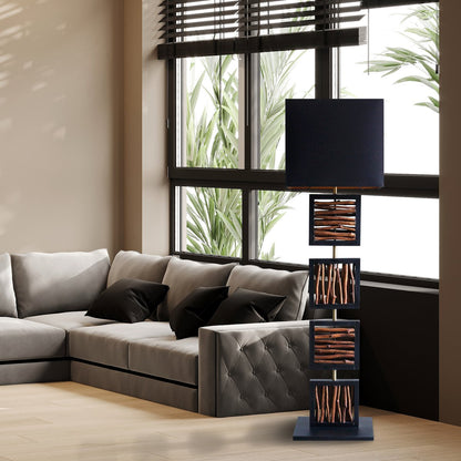 Vloerlamp drijfhout naturel zwart 163 cm