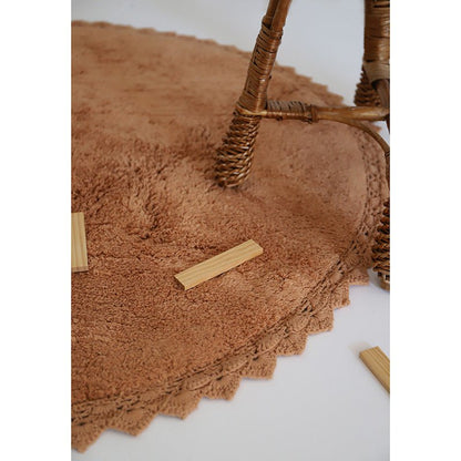 Vloerkleed rond 110 cm katoen toffee