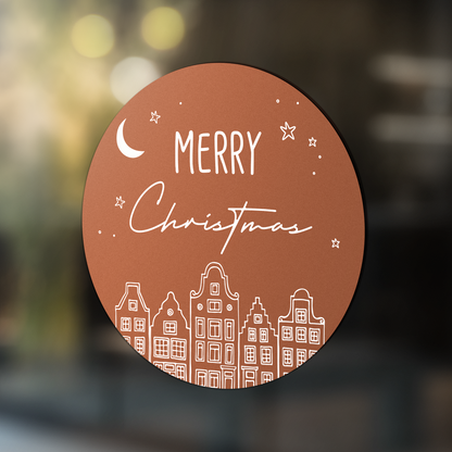 Kerststicker huisjes Ø 30-60 cm