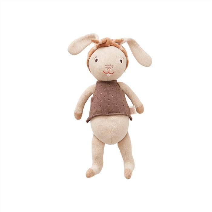 Knuffel konijn gebreid beige 37x30 cm