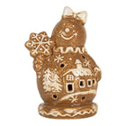 Sneeuwpop 9x7x13 cm bruin keramiek