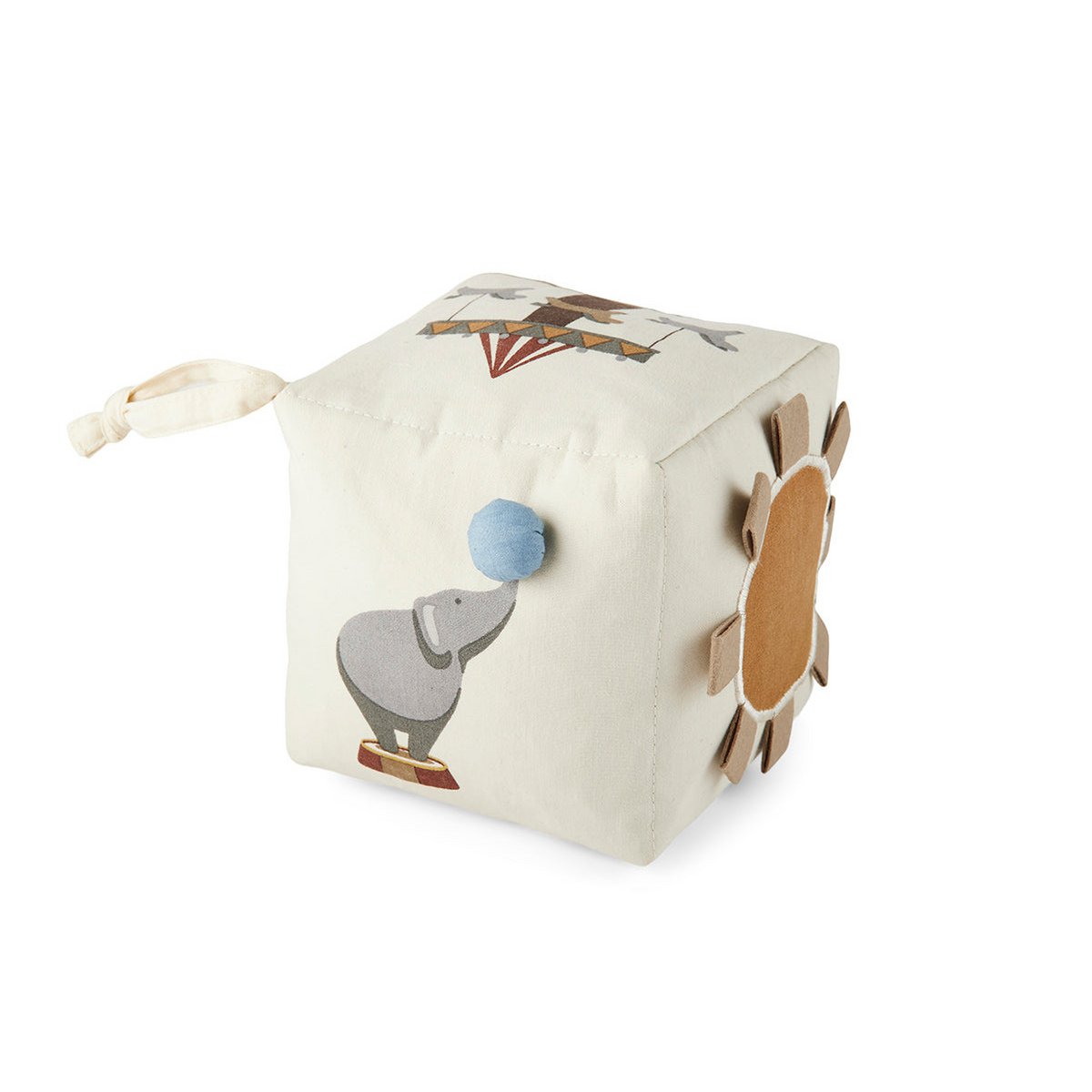 Babyspeelgoed kubus 12x12 cm biologisch katoen creme