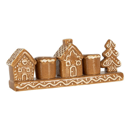 Kandelaar Huis 21x4x8 cm Bruin Keramiek