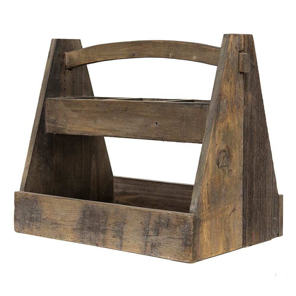 Opbergkist 46x31x40 cm bruin hout met vakken