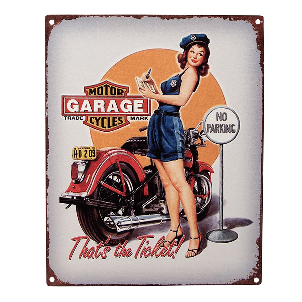 Tekstbord 20x25 cm grijs ijzer motor