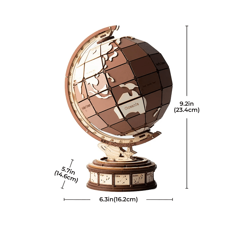 Houten 3D puzzel globe 16,2x14,6x23,4 cm