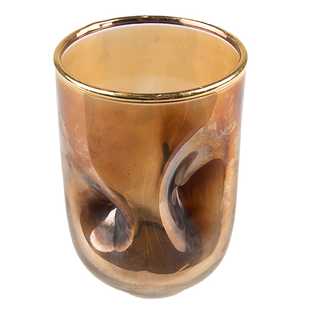 Tealight holder Ø 7x10 cm Gold-coloured Glass Tealight holder
