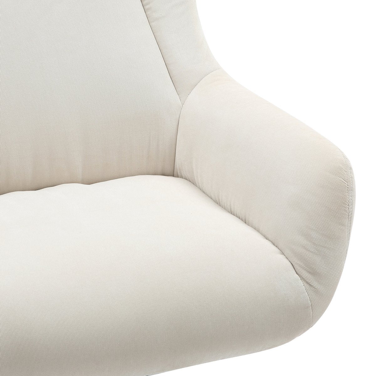 Fauteuil met kruk corduroy beige