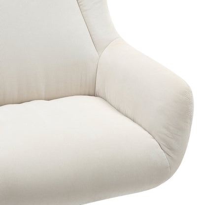 Fauteuil met kruk corduroy beige