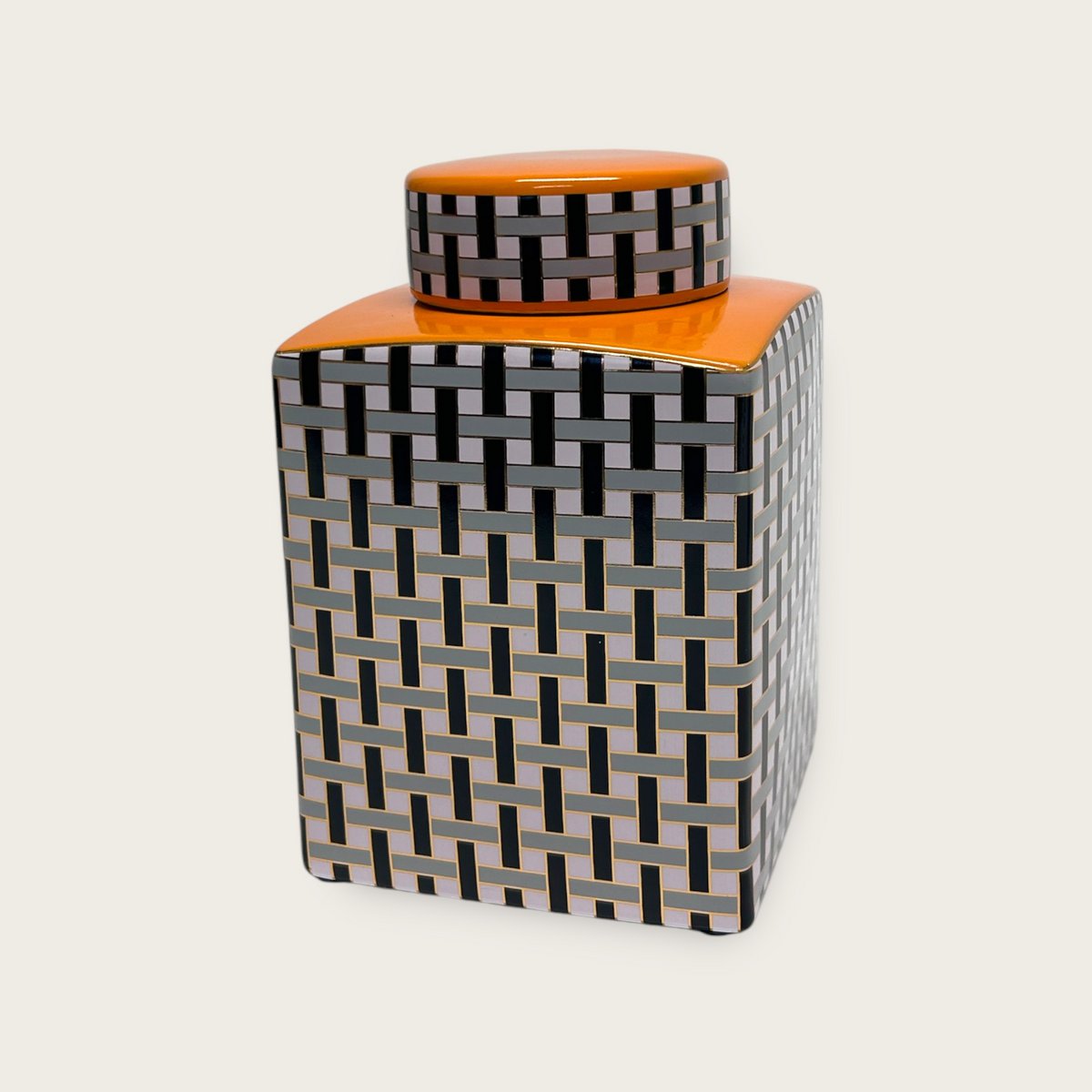 Porseleinen busje met deksel set A-stijl B-stijl oranje