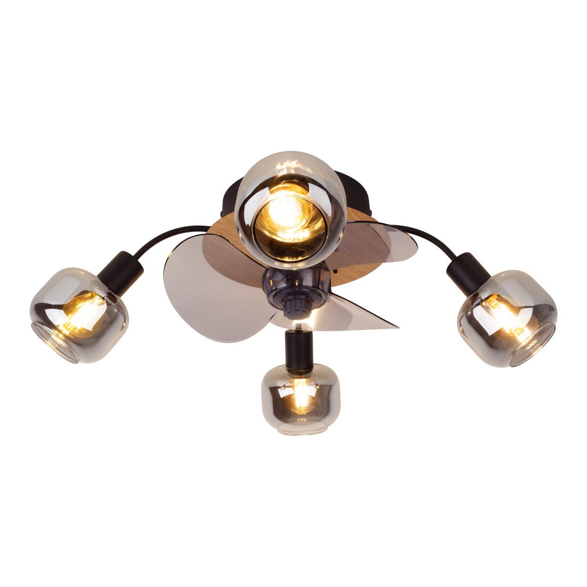 Plafondlamp Met Ventilator Fumoso E27 Zwart Bruin Natuur