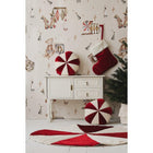 Red Candy Patchwork Christmas Cushion For Holiday Gift Idea
