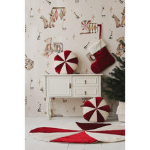 Red Candy Patchwork Christmas Cushion For Holiday Gift Idea