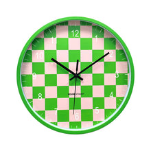 Clock - wall clock - block pattern - green/pink - 34x4x34cm