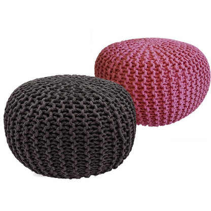 Poef set 2 stuks Ø55x37 cm grofgebreid