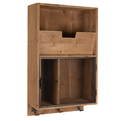 Wandrek 71 cm hout metaal bruin zwart