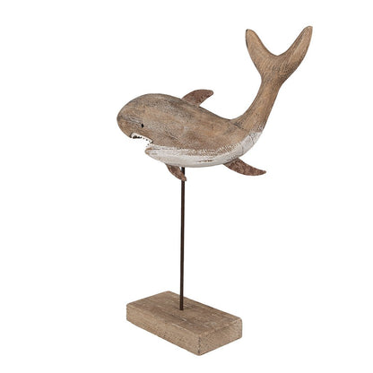 Houten beeld haai 37 cm bruin