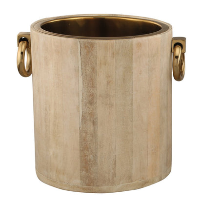 Champagne emmer 25x30x28 cm hout metaalgoud