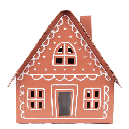 Decoratie huis LED 23x18x23 cm bruin metaal