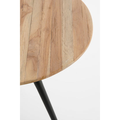 Bijzettafel set 2 gerecycled hout Ø50 cm bruin