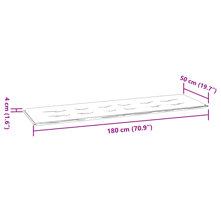Tuin Bank Kussen - Turquoise, 180x50x4 cm, Oxford Stof