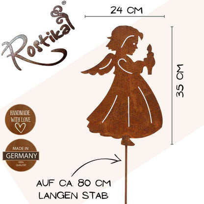 Kerstengel decoratie roestkleurig metaal