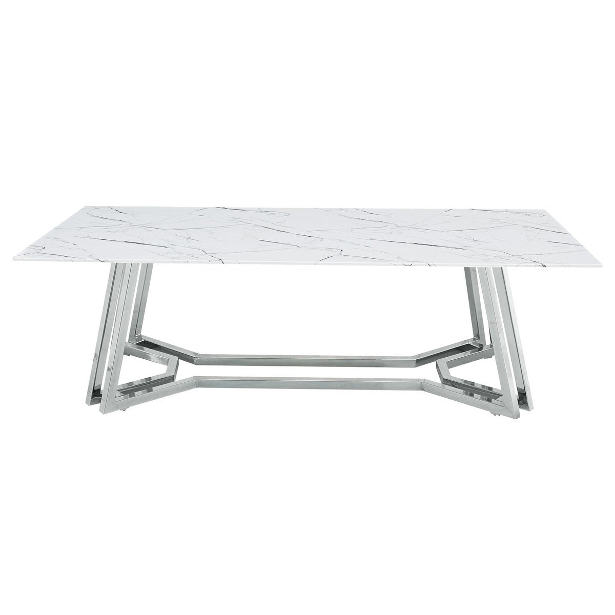 Salontafel 110x60x40 cm glas metaal wit zilver