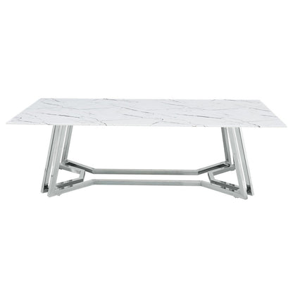 Salontafel 110x60x40 cm glas metaal wit zilver