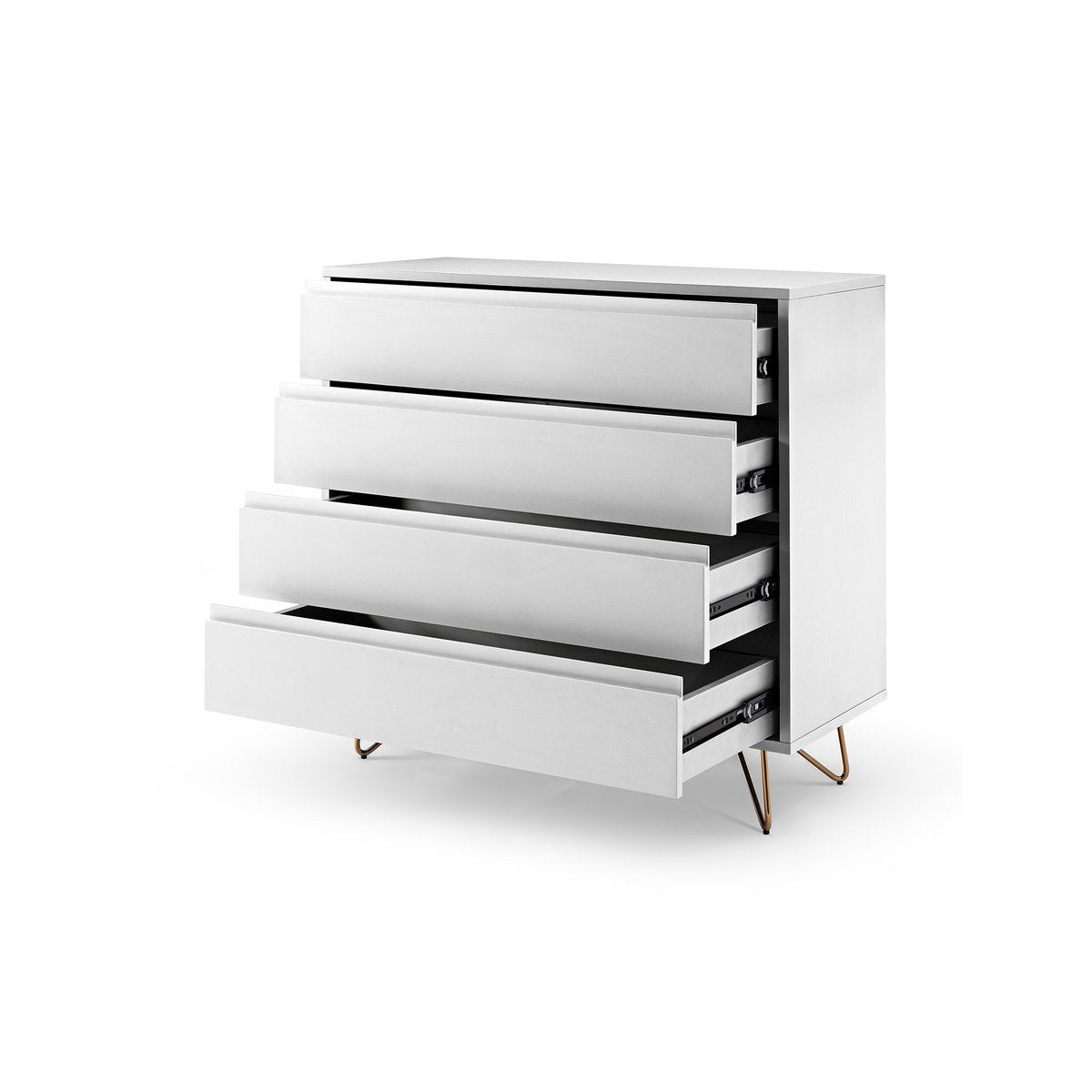 Ladekast 90x40x90 cm wit met gouden poten