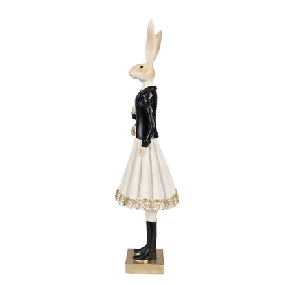 Konijn beeld 32 cm bruin polyresin