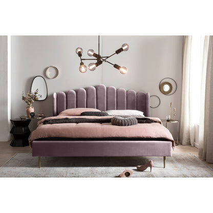 Schelpenbed 140x200 cm paars goud metaal