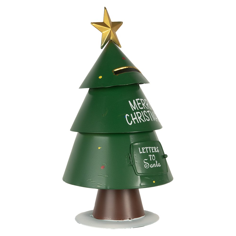 Kerstdecoratie brievenbus Ø 18x35 cm groen metaal