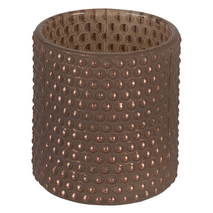 Waxinelichthouder Ø 8x9 cm glas bruin beige