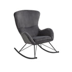 Rocking chair in dark grey lambskin look