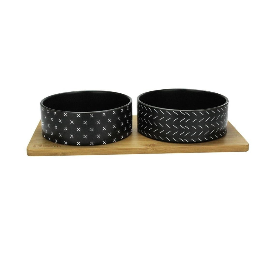 Ceramic & Bamboo Duo Bowl Black
