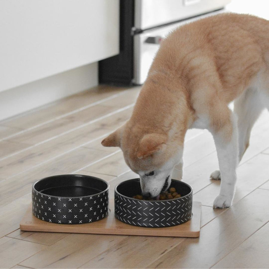 Ceramic & Bamboo Duo Bowl Black