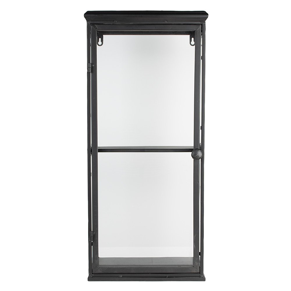 Vitrinekast 31x21x70 cm zwart ijzer glas